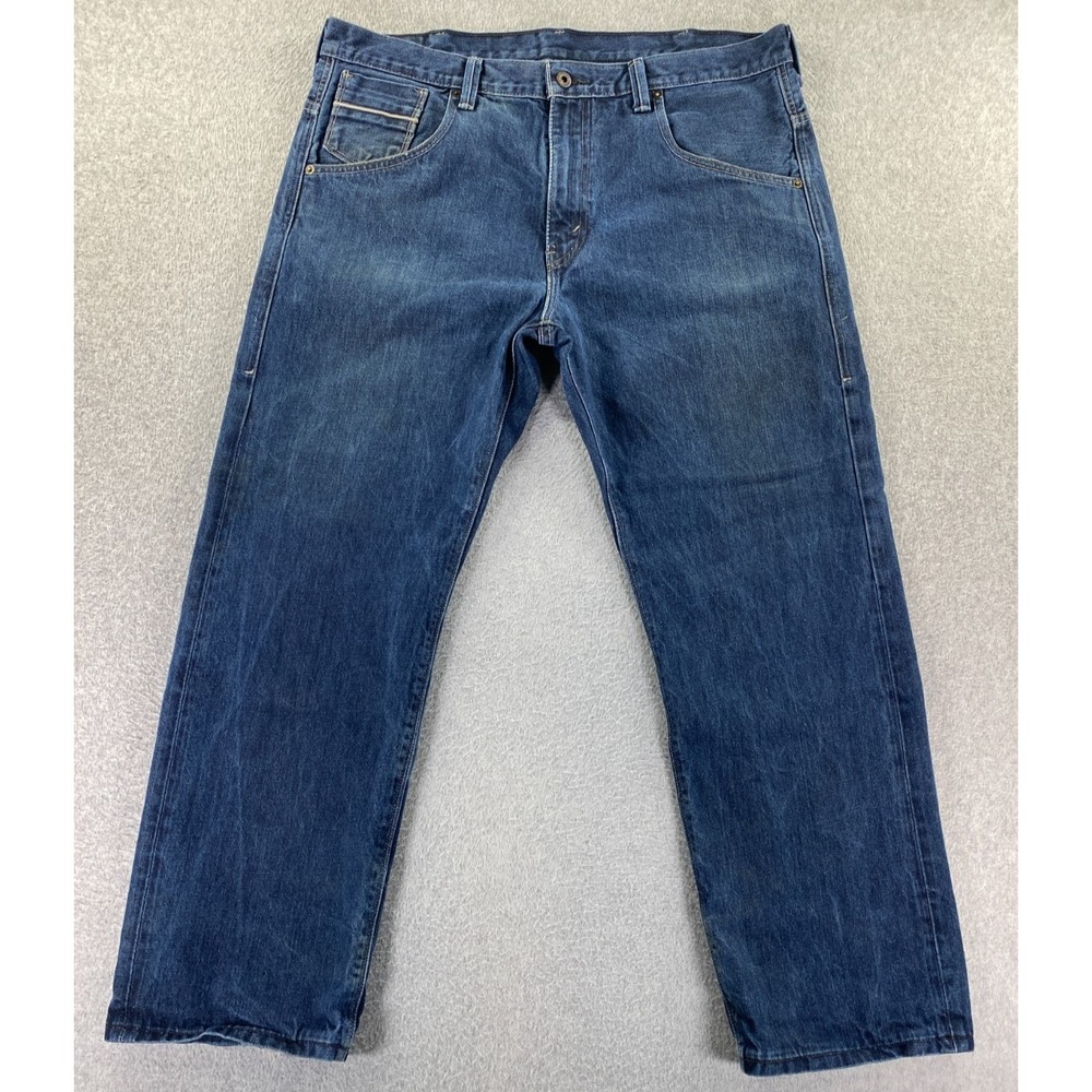Levis 569 Jeans Mens 38x32 Blue Loose Straight Dark Wash Mid Rise Flap Pockets